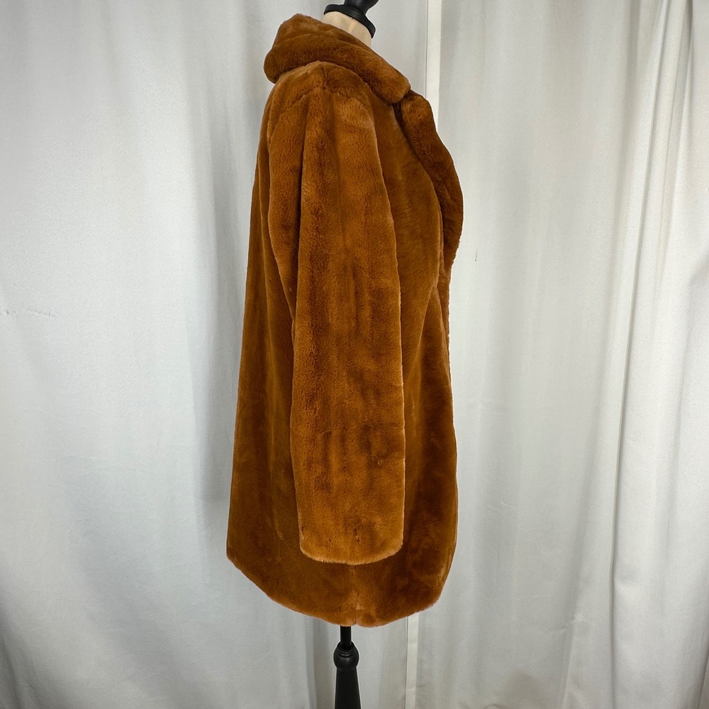Marc New York Andrew Marc Women's S Cognac Brown Faux Fur Teddy Coat - Picture 6 of 15